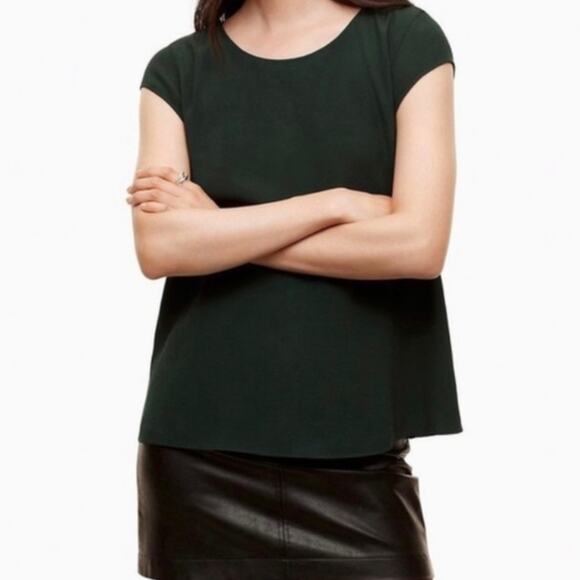 Aritzia Wilfred Green Dark Green Short Sleeve Blouse Size Medium - Picture 1 of 6